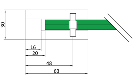 1035-00 - 304 PINCE VITRE 8.76-12.76 MM DOS DROIT